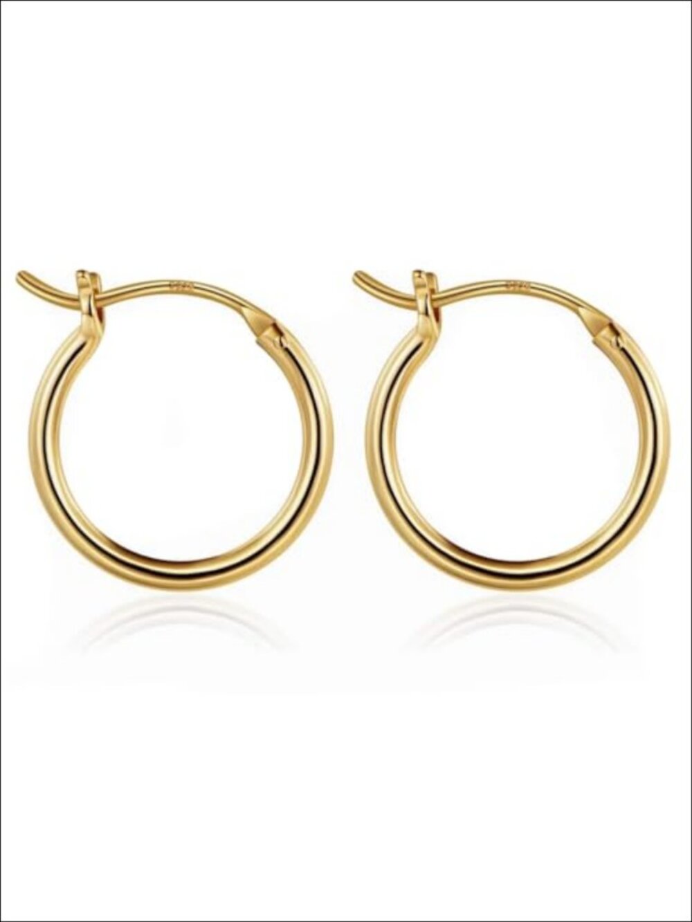 14K Gold Plated 925 Sterling Silver Post Huggie Hoop Earrings 14mm